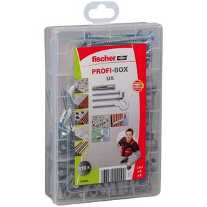 Muurpluggenset in Profibox UX + schroef + haak NV 77-delig