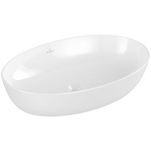 Opzetwaskom ovaal ARTIS 610x410mm kleur buitenzijde Stone white C+ binnenzijde wit zonder overloop