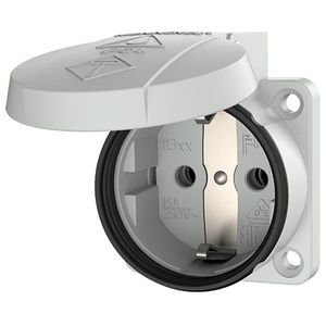 Inbouwwandcontactdoos 16A 2P+A 230V IP54 SCHUKO grijs