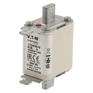 Zekering hoge snelheid 63A AC 1000V 125kA 00 aR IEC VVE=6