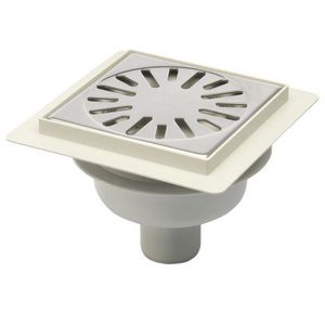 Vloerput 146x146mm ws50 rooster RVS onderuitl.+flens