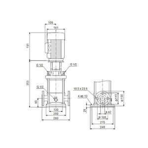 Centrifugaalpomp CRN10-01 A-FGJ-G-V-HQQV 0.37 kW 400Y 50 Hz