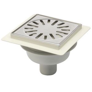 Vloerput 146x146mm ws50 rooster RVS+sierrand onderuitl.+fl.