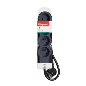 Contactdoos standaard 4xPA met 3m. zwart VVE=10