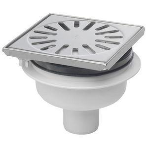 Vloerput ABS 146x146mm 50mm RVS304 rand/rooster vert/hor ve