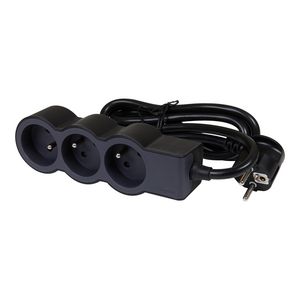 Contactdoos standaard 3xPA met 3m. zwart VVE=10