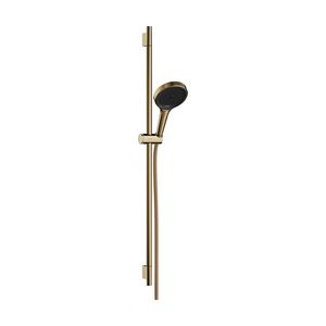 Rainfinity Doucheset 130 3 straalsoorten EcoSmart met glijstang S Puro 90cm push-schuifstuk en Designflex textiel doucheslang Polished Gold Optic