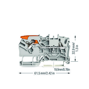 2-draads rijgklem met hendel en Push-in 2,5 mm² grijs VVE=50