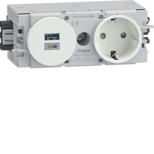 Wandcontactdoos 1-V Ecoline USB-lader A+C Wago C-prof vwit