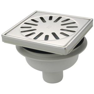 Vloerput ABS 150x150mm 50mm RVS316L rand/rooster vert/hor ve