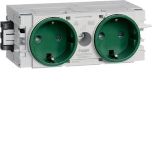 Wandcontactdoos 2-V Ecoline Wago C-profiel groen