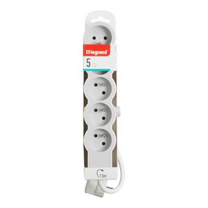 Contactdoos standaard 5xPA met 1,5m. wit-grijs VVE=10