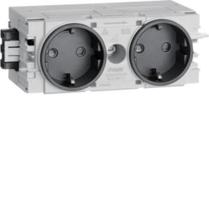 Wandcontactdoos 2-V Ecoline Wago C-profiel zwart