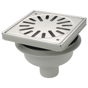 Vloerput 150x150mm ws50 vastrooster RVS+sierrand onderuitl.