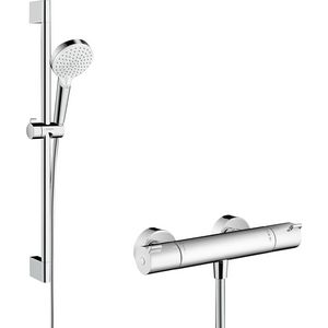 Douchethermostaatset / renovatieset Crometta Vario + Ecostat 1001CL 650mm wit/chroom incl. S-koppelingen