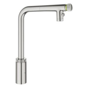 Minta keukenkraan smartcontrol L-uitloop uittrekbaar dual spray supersteel (rvs look) (prof)