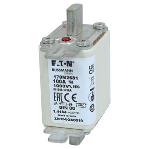 Zekering hoge snelheid 100A AC 1000V 125kA 00 aR IE VVE=6