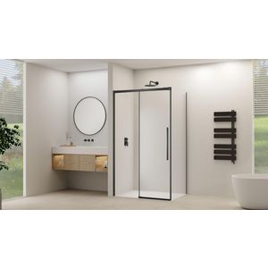 Zijwand tbv hoekcabine helder glas incl. glasbehandeling 870-890x2000mm zwart beslag