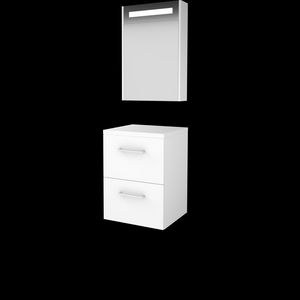 Set PREMIUM-46 onderkast ice white 50cm grepen chroom 2x la tbv opbouwkom spiegelkast geïn. LED-verl. excl. afdekplaat (P46GR50TIW)