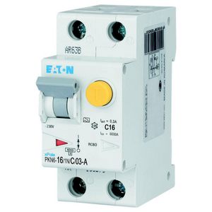 Aardlekautomaat (RCBO) PKN6 C-karakteristiek 16A 300mA 2P incl. N 6kA