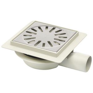 Vloerput 146x146mm ws32 rooster RVS zijuitl.+flens