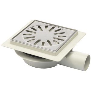 Vloerput 146x146mm ws32 rooster RVS+sierrand zijuitl.+flens