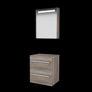 Set PREMIUM-46 onderkast scotch oak 60cm grepen chroom 2x la tbv opbouwkom spiegelkast geïn. LED-verl. excl. afdekplaat (P46GR60TSO)