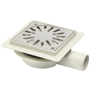 Vloerput 146x146mm ws32 vastrooster RVS zijuitl.+flens