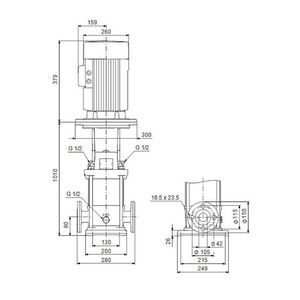 Centrifugaalpomp CRN10-22 A-FGJ-G-V-HQQV 3x400D 50 Hz