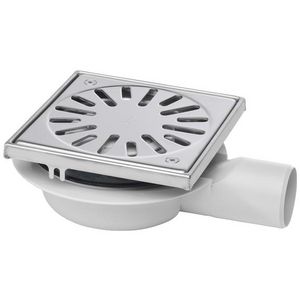 Vloerput 150x150mm ws32 vastrooster RVS304+sierrand zijuitl.