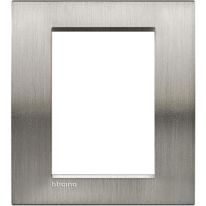 Afdekraam rechthoekig Geborsteld staal 3 +3 mod. Livinglight