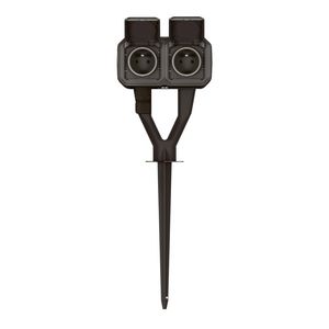 Tuinpaal Wandcontactdoos 2-voudig Penaardegrijs Plexo
