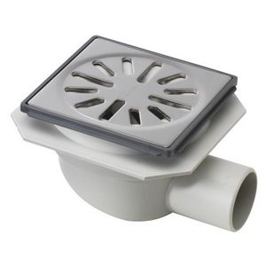 Vloerput ABS 100x100mm 40mm opzetstuk RVS304 rooster