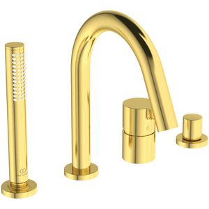 Joy badmengkraan 4-gats badrand met uitloop brushed gold (mat goudkleurig)