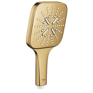 Handdouche rainsh. 130 smartact. cube 3 straalsoorten vierkant cool sunrise geborsteld (mat goudkleurig)
