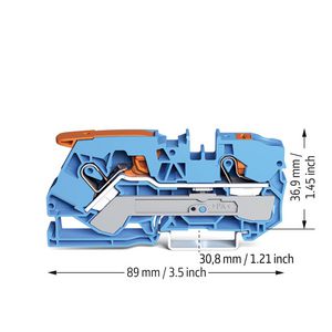 2-draads rijgklem met hendel en drukknop 10 mm² blauw VVE=25