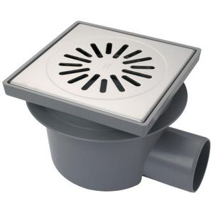 Vloerput ABS 200x200 mm zu 75 mm RVS304 rooster max. 3 kN nv