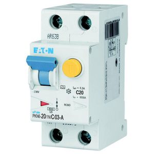 Aardlekautomaat (RCBO) PKN6 C-kar., 20A, 300mA, 2P incl. N, 6 kA, type Eaton