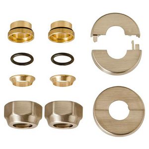 Aansluitset OVUS met 2 koppelingen tbv staal/CU 15mm + rozetten rvs-look