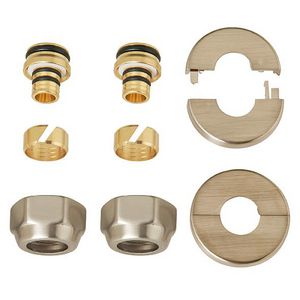 Aansluitset OVUS met 2 koppelingen tbv 16x2mm AKB + rozetten rvs-look