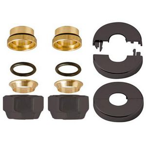 Ovus aansluitset zwart 15x2mm koper en CV-buis + mat zwarte rozetten
