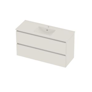 Coach 46 Set porselein wastafel midden met kraangat en onderkast 2 laden greeploos 1200x460x620mm Ice White/glans wit