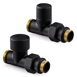 Designkraanset OVUS recht 1/2" (therm. voorbereid) + voetventiel recht 1/2" mat zwart excl.aansluitset