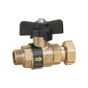 kogelafsluiter met ingeb. keerklep 1/2"bt.3/4"bn. sanitair