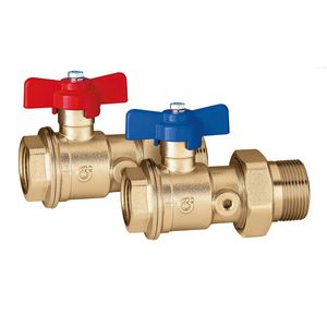 Set kogelafsluiters met therm. Aansl. 1.1/4"bn.x1.1/4"bt.