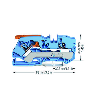 2-draads rijgklem met hendel en Push-in 10 mm² blauw VVE=25