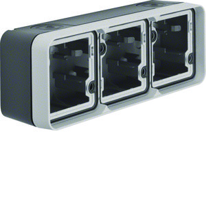 Opbouwbehuizing 3-v hor. W.1 grijs