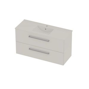 Coach 46 Set porselein wastafel midden met kraangat en onderkast 2 laden met greep 1200x460x620mm Ice White/glans wit