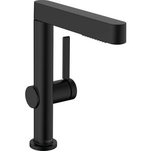 Finoris 1-hendel wastafelmengkraan 230 2 straalsoorten uittrekbare vuistdouche mat zwart sprong 191mm incl. push-open plug 1.1/4"