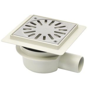 Vloerput 146x146mm ws50 vastrooster RVS zijuitl.+flens